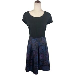 Elegant Talbots Black Floral Fit & Flare‎ Dress Career Cocktail Size 14